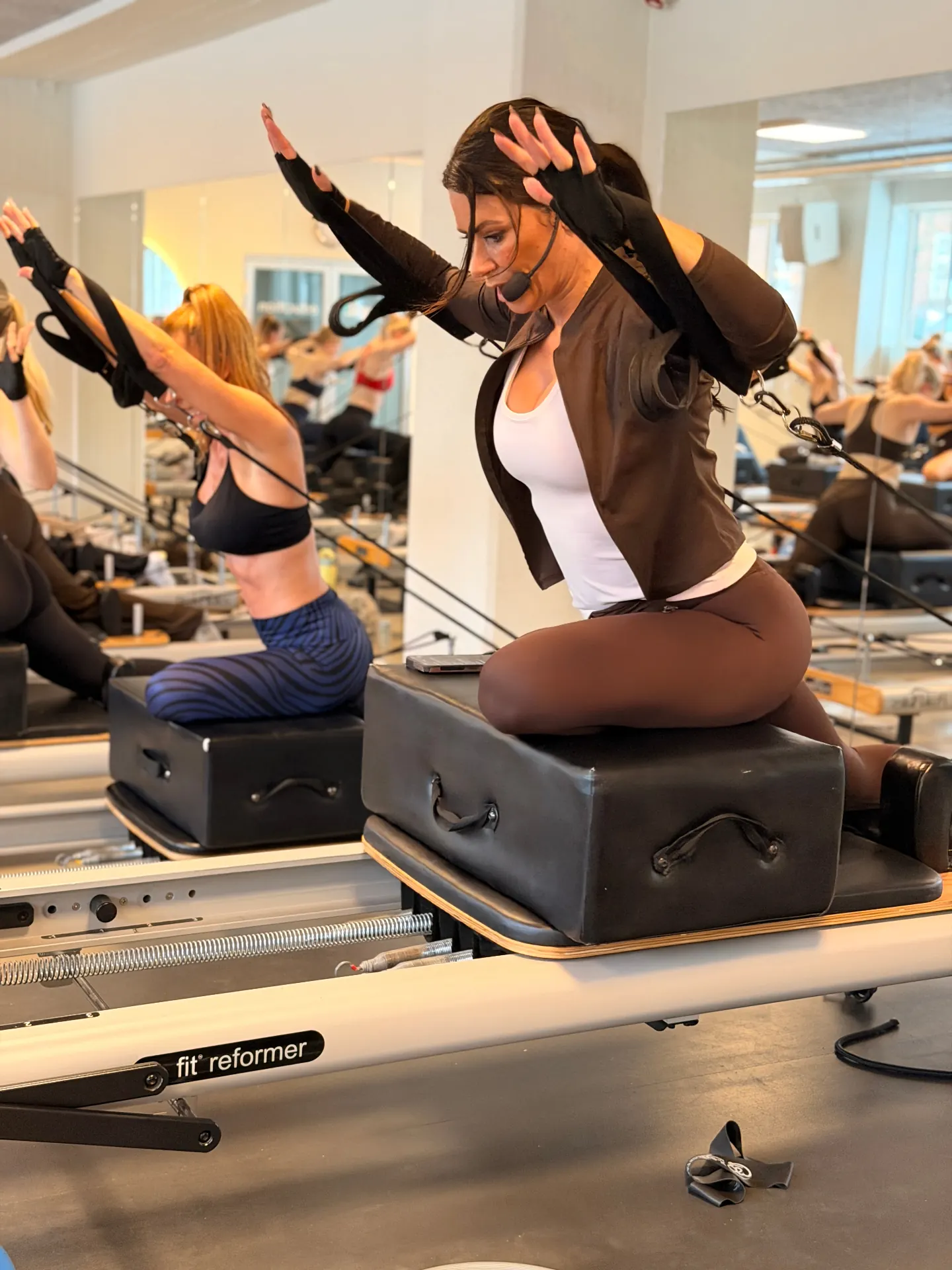 Detailed shot of a reformer carriage and shoulder rests